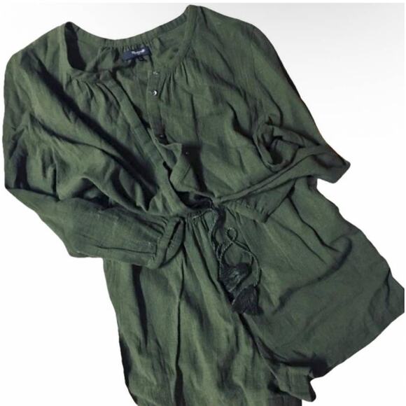 NEW MADEWELL Mallorca Button Front Tie Vneck Army Olive Green Shorts Romper S - Picture 8 of 8
